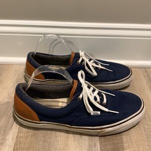 VANS navy blue with brown leather heel cup size 12